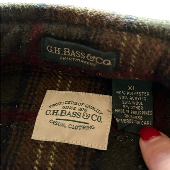 GH Bass & Co Shirt Mens XL Camping Plaid Flannel Long Sleeves Button Down Brown - Picture 10 of 10